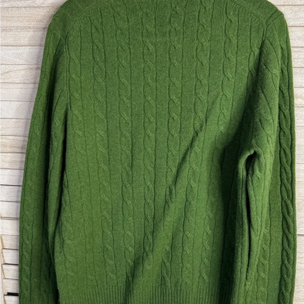 Brooks Brothers 365 Lambswool Green Cable Knit Crewneck Sweater Medium Preppy
